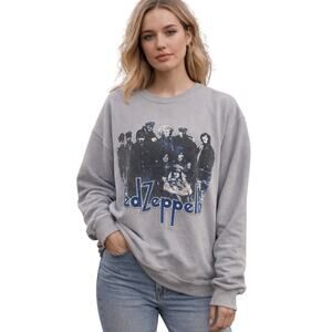People of Leisure x Led Zeppelin Oversized Pullover Sweatshirt Blue Gray Medium